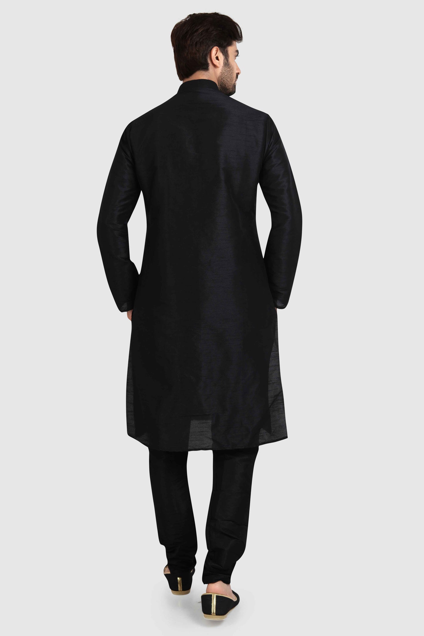 Raivat Ethnic Art Silk Kurta Pajama In Black Colour - Distacart