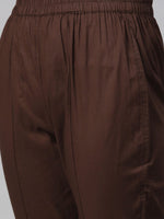 Thumbnail for ADA Women Brown & Green Chikankari Embroidered Handloom Kurta with Trousers - Distacart