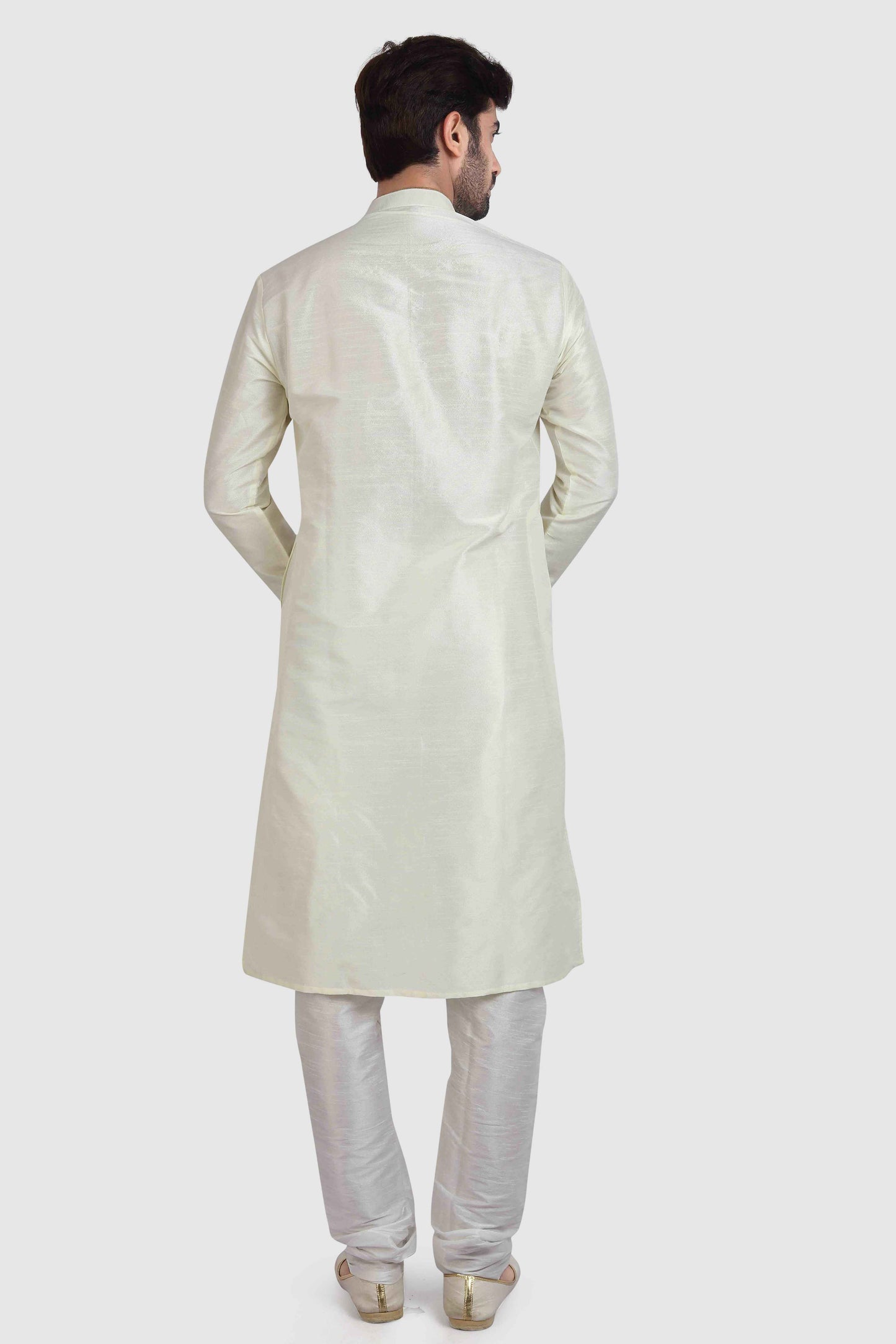 Raivat Ethnic Art Silk Kurta Pajama In Cream Colour - Distacart