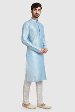 Thumbnail for Raivat Ethnic Art Silk Kurta Pajama In Sky Blue Colour - Distacart
