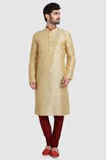 Thumbnail for Raivat Ethnic Art Silk Kurta Pajama In Gold Colour
