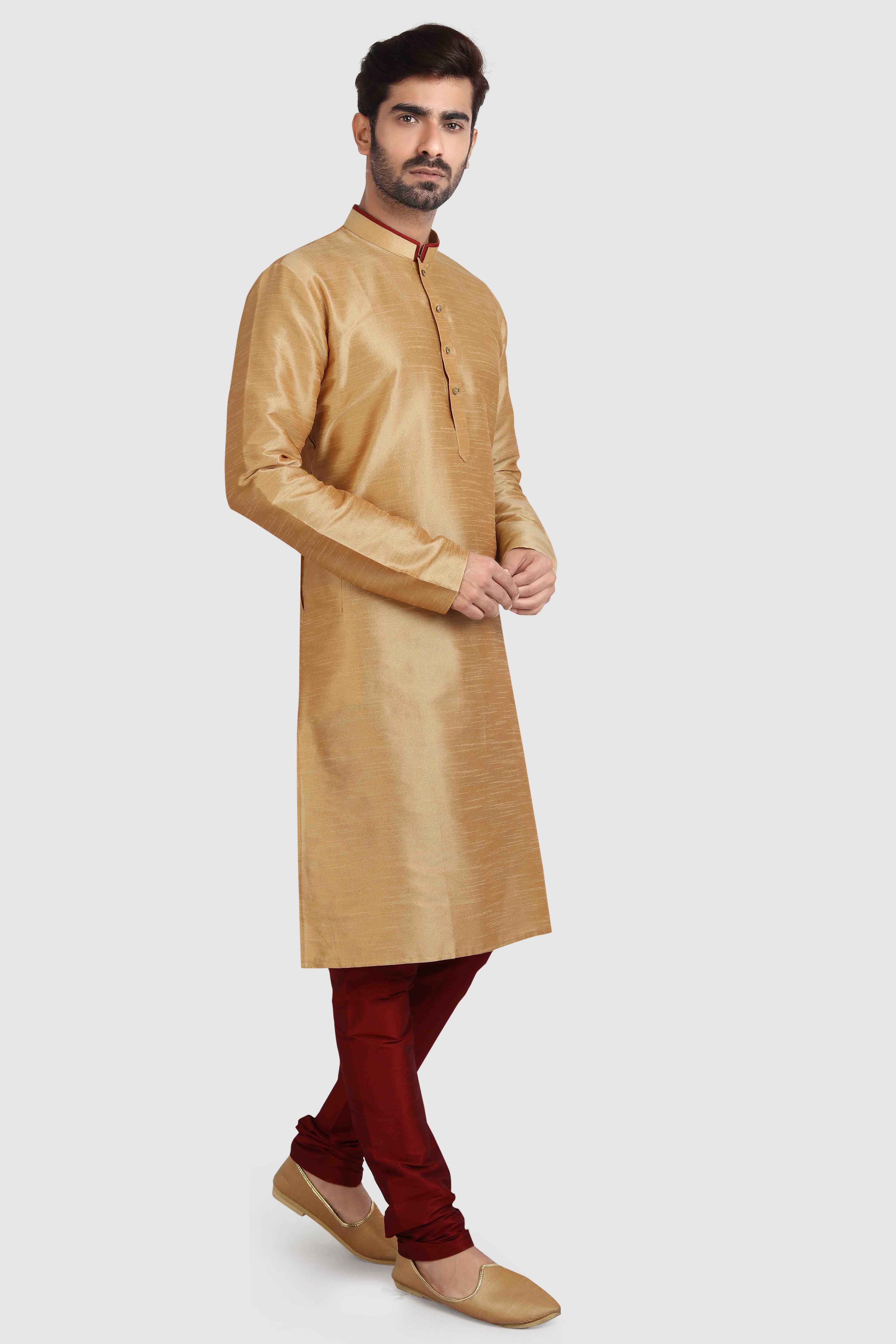 Raivat Ethnic Art Silk Kurta Pajama In Chikoo Colour - Distacart