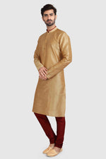 Thumbnail for Raivat Ethnic Art Silk Kurta Pajama In Chikoo Colour - Distacart