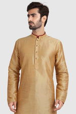 Thumbnail for Raivat Ethnic Art Silk Kurta Pajama In Chikoo Colour - Distacart