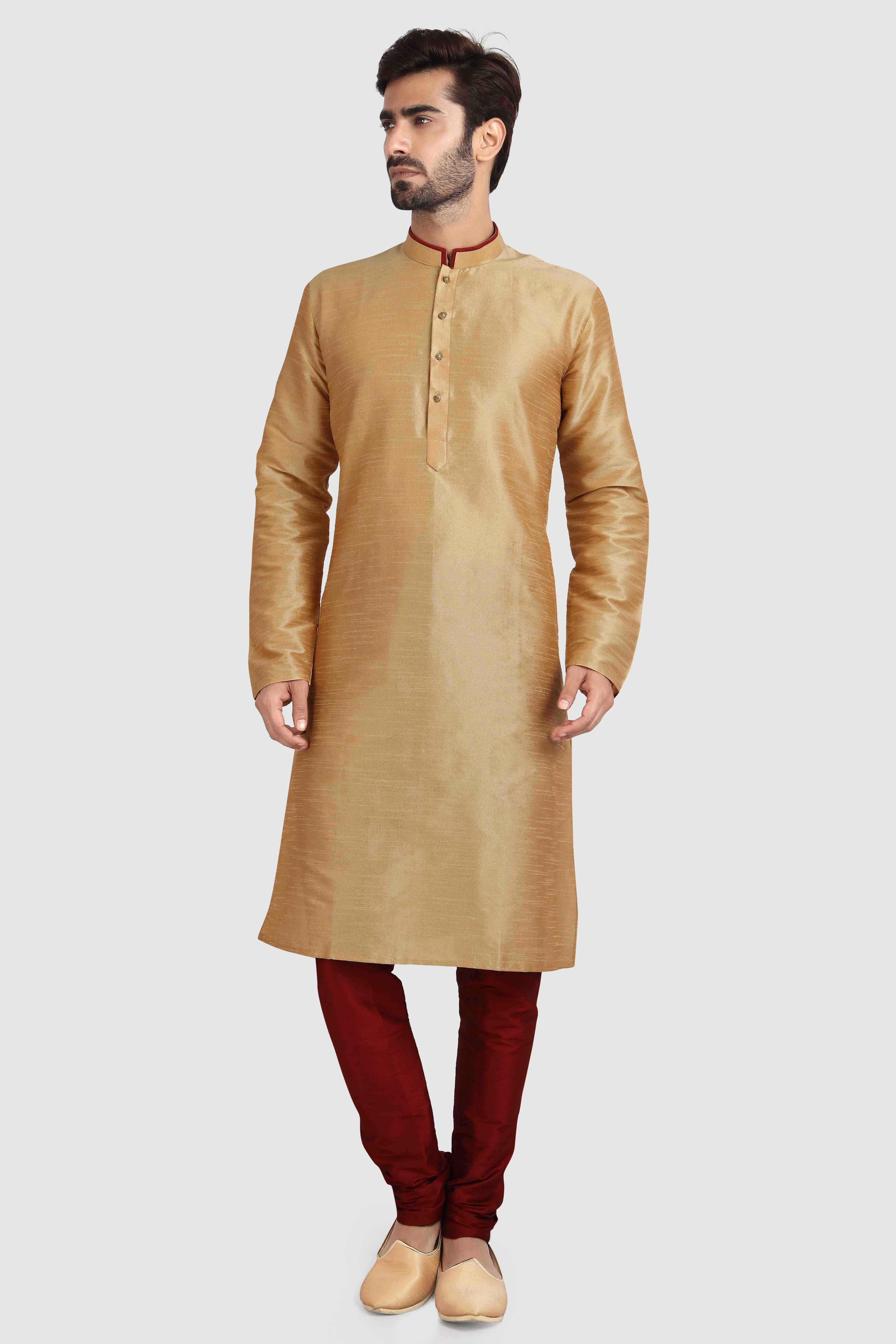 Raivat Ethnic Art Silk Kurta Pajama In Chikoo Colour - Distacart