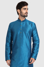 Thumbnail for Raivat Ethnic Art Silk Kurta Pajama In Teal Blue Colour