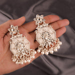 Thumbnail for Tehzeeb Creations Fashionable Gold Earrings Studded With Kundan And Pearl - Distacart