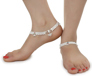 AanyaCentric Silver Plated Traditional Anklets Payal - Classic and Stylish for Women and Girls - Distacart