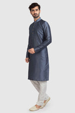 Thumbnail for Raivat Ethnic Art Silk Kurta Pajama In Dark Grey Colour