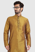 Thumbnail for Raivat Ethnic Art Silk Kurta Pajama In Mustard Brown Colour - Distacart