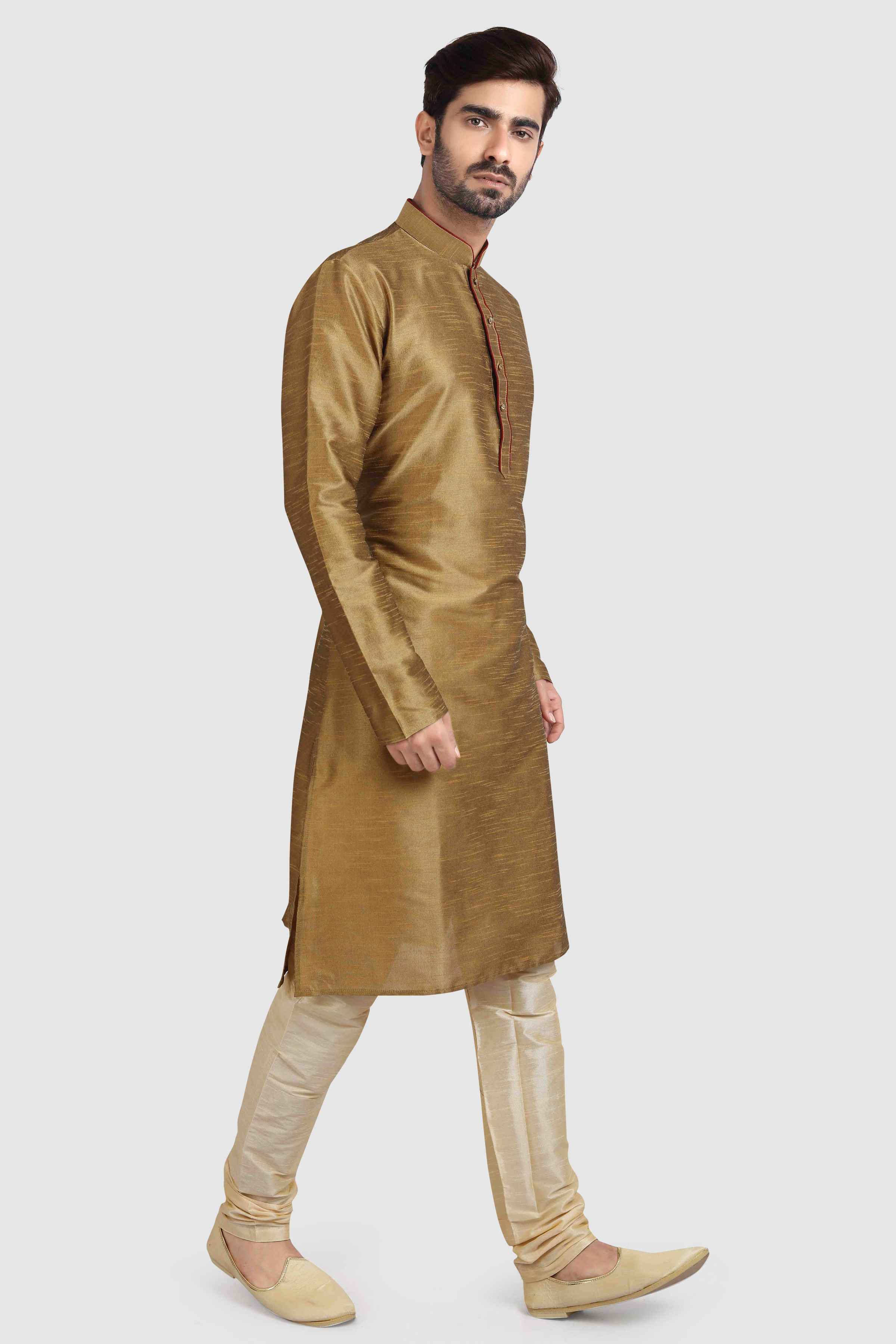 Raivat Ethnic Art Silk Kurta Pajama In Tusser Colour - Distacart