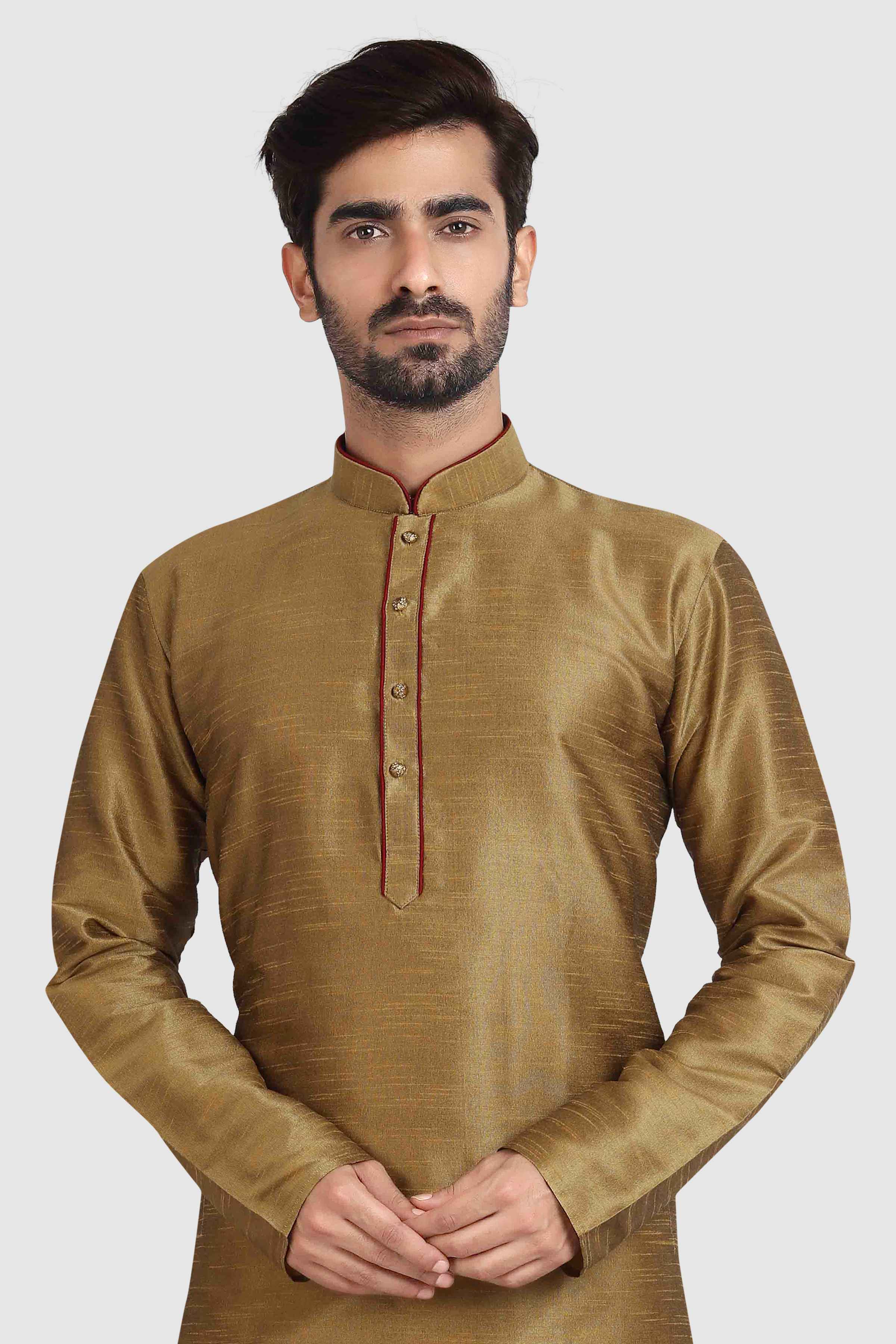 Raivat Ethnic Art Silk Kurta Pajama In Tusser Colour - Distacart