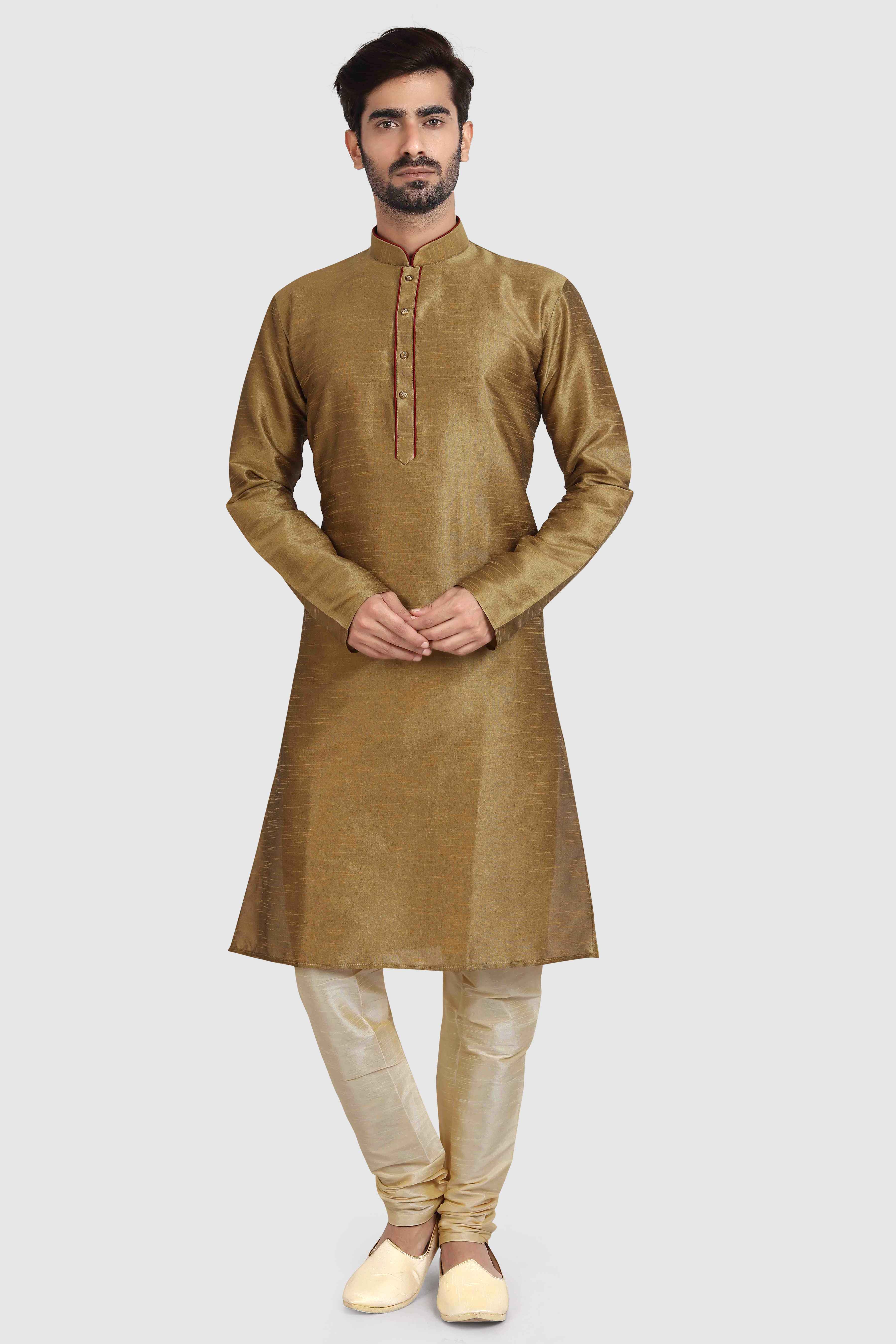 Raivat Ethnic Art Silk Kurta Pajama In Tusser Colour - Distacart