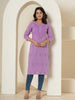 Yufta Women Lavender Chikankari Straight Kurta - Distacart
