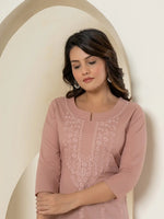 Thumbnail for Yufta Women Purple Chikankari Straight Kurta - Distacart