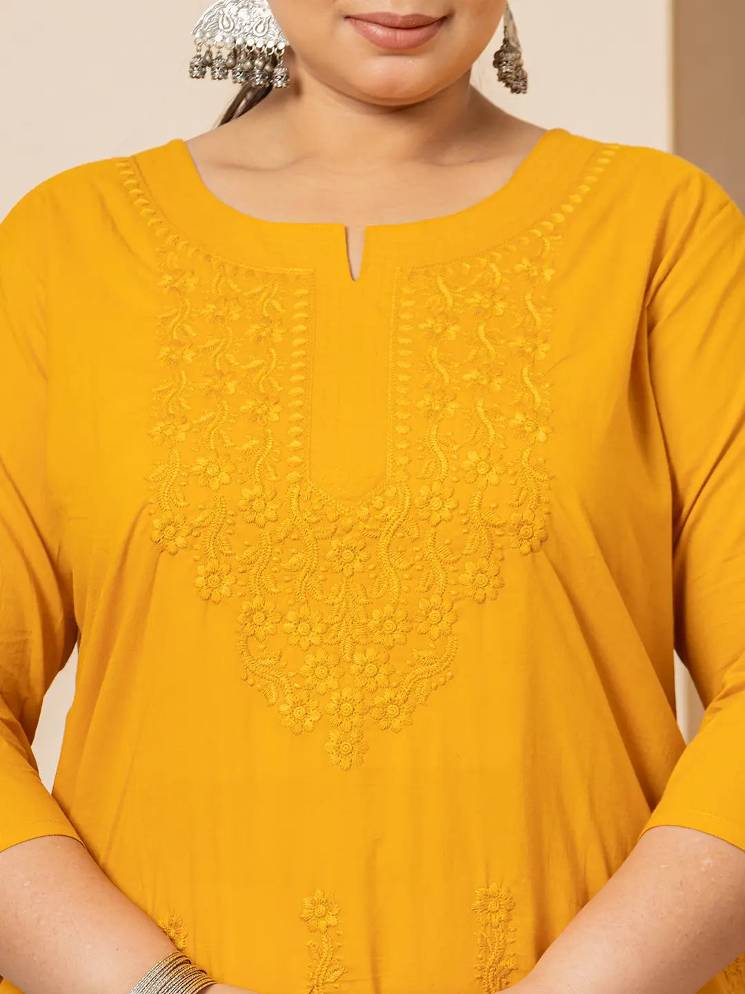 Yufta Women Mustard Floral Straight Plus Size Kurta - Distacart