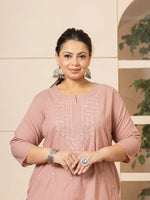Thumbnail for Yufta Women Mauve Floral Straight Plus Size Kurta