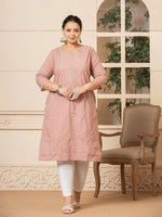 Thumbnail for Yufta Women Mauve Floral Straight Plus Size Kurta