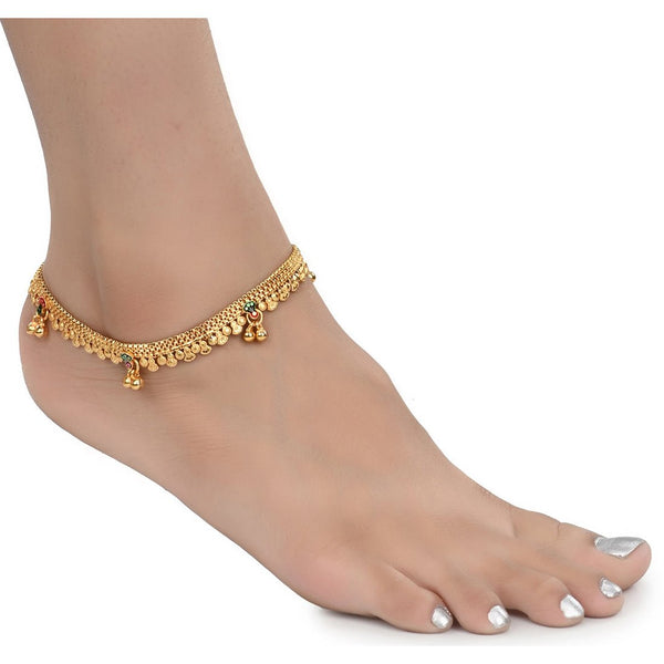 AanyaCentric Gold Plated Traditional Anklets Payal - Classic and Stylish for Women and Girls - Distacart
