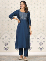 Thumbnail for Ode by House of Pataudi Ethnic Motifs Yoke Design Mirror Work Kurta - Distacart