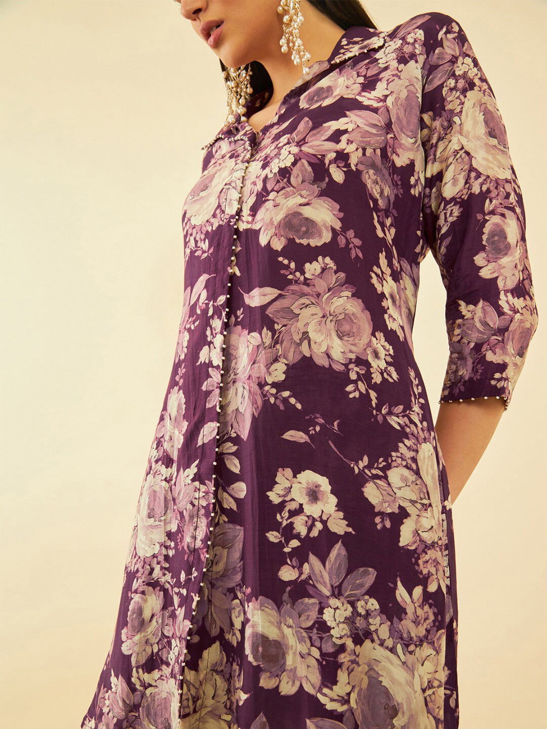 Soch Floral Printed High-Low Regular Kurta with Trousers - Distacart