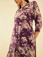 Thumbnail for Soch Floral Printed High-Low Regular Kurta with Trousers - Distacart