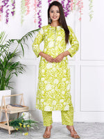 Thumbnail for Swasti Floral Printed Sequinned Pure Cotton Straight Kurta With Trousers & Dupatta - Distacart