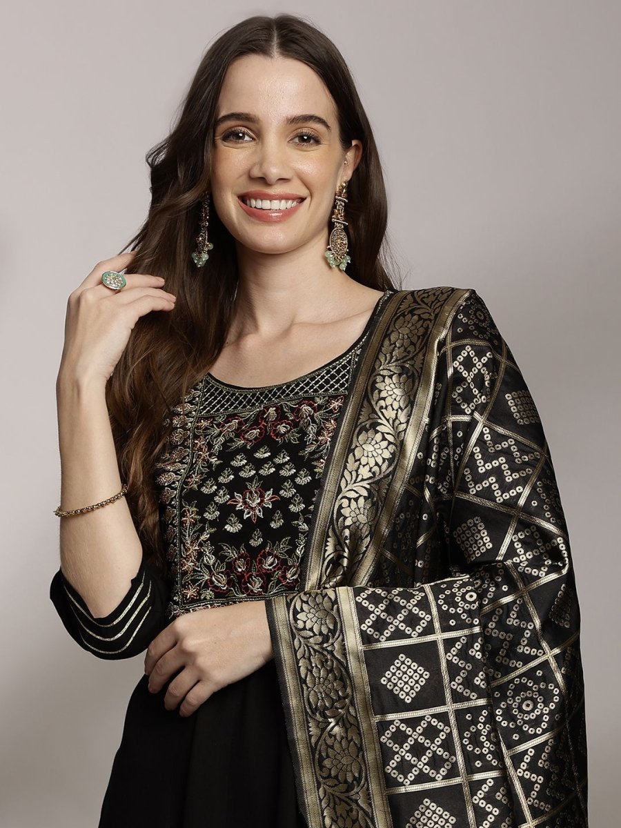 Anouk Women Ethnic Motifs Embroidered Kurta with Trousers & Dupatta - Distacart