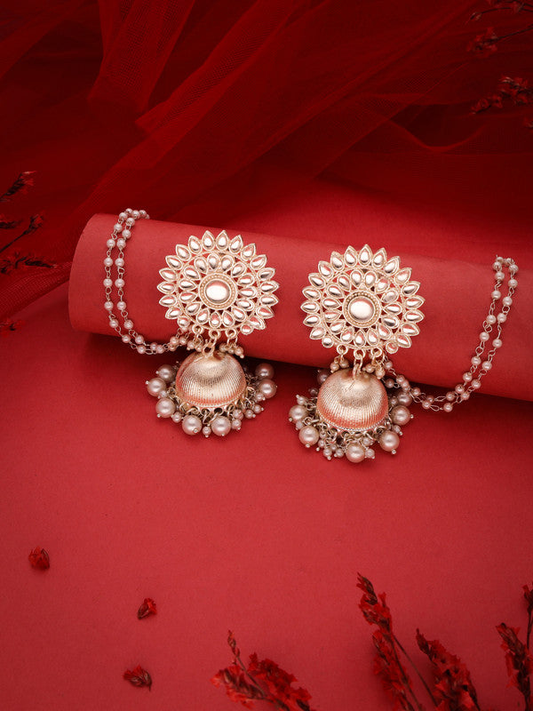 Tehzeeb Creations Kundan Pearl Studded Long Dangle Earrings For Women & Girls - Distacart