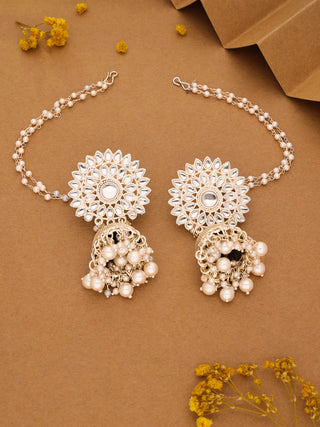 Tehzeeb Creations Kundan Pearl Studded Long Dangle Earrings For Women & Girls - Distacart