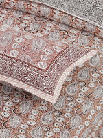 Thumbnail for Orange Ethnic Motifs Cotton 300TC King Bedsheet With 2 Zipper Pillow Covers - Super King Size by House of Ree - Distacart