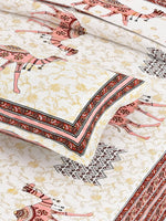 Thumbnail for Yellow Ethnic Motifs Cotton 200TC King Bedsheet With 2 Zipper Pillow Covers - King Size by House of Ree - Distacart