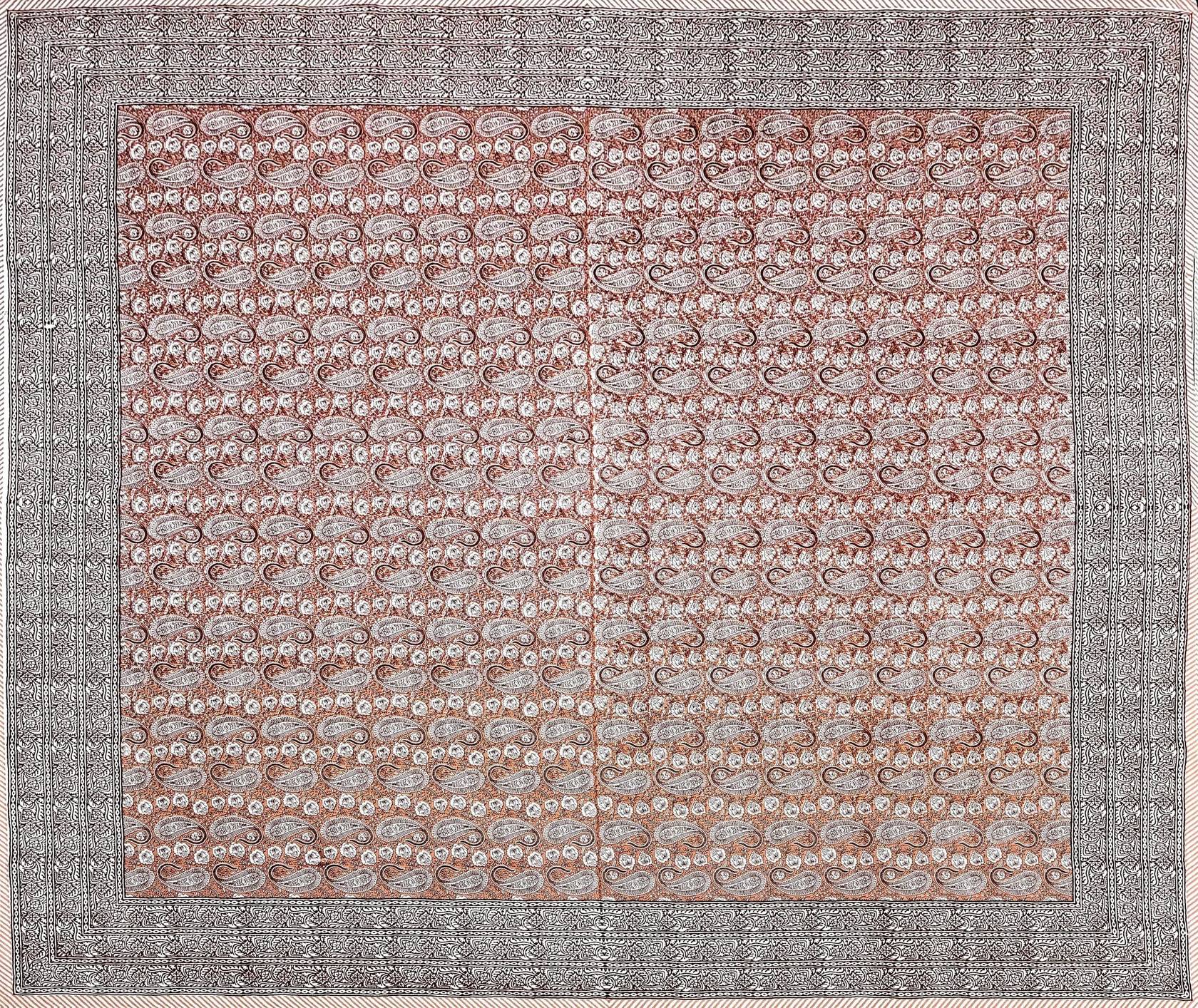Orange Ethnic Motifs Cotton 300TC King Bedsheet With 2 Zipper Pillow Covers - Super King Size by House of Ree - Distacart