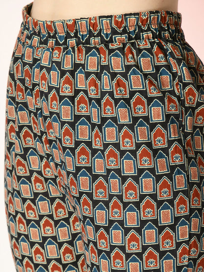 Myshka Women's Multi Printed Kurta With Trousers - Distacart