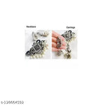 Thumbnail for Tehzeeb Creations Women's Silver Colour Peacock Design Necklace And Earrings - Distacart