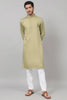 Giza Cotton Olive Green Plain Kurta by Hilo Design - Distacart