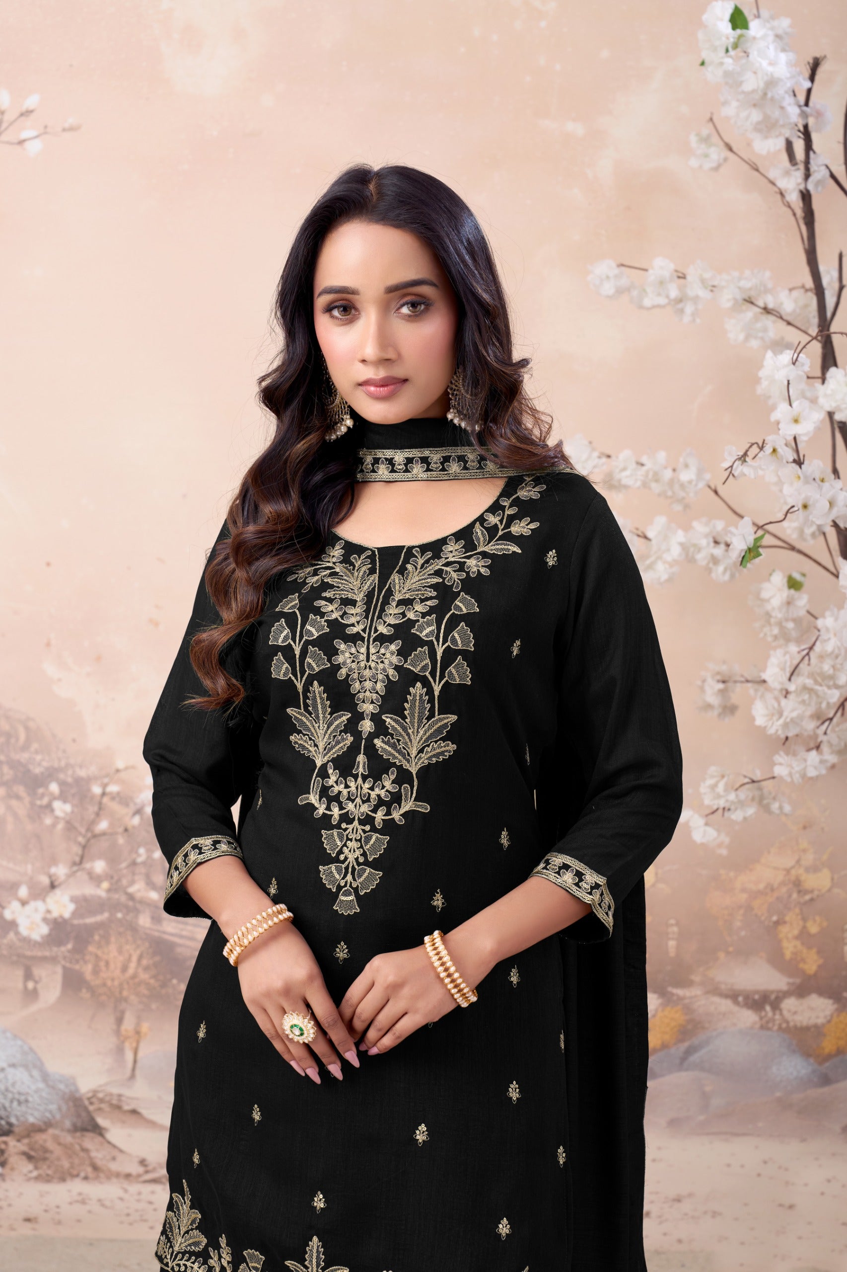 Anaita Black Vichitra Silk Readymade Suit with Coding Work - Dista