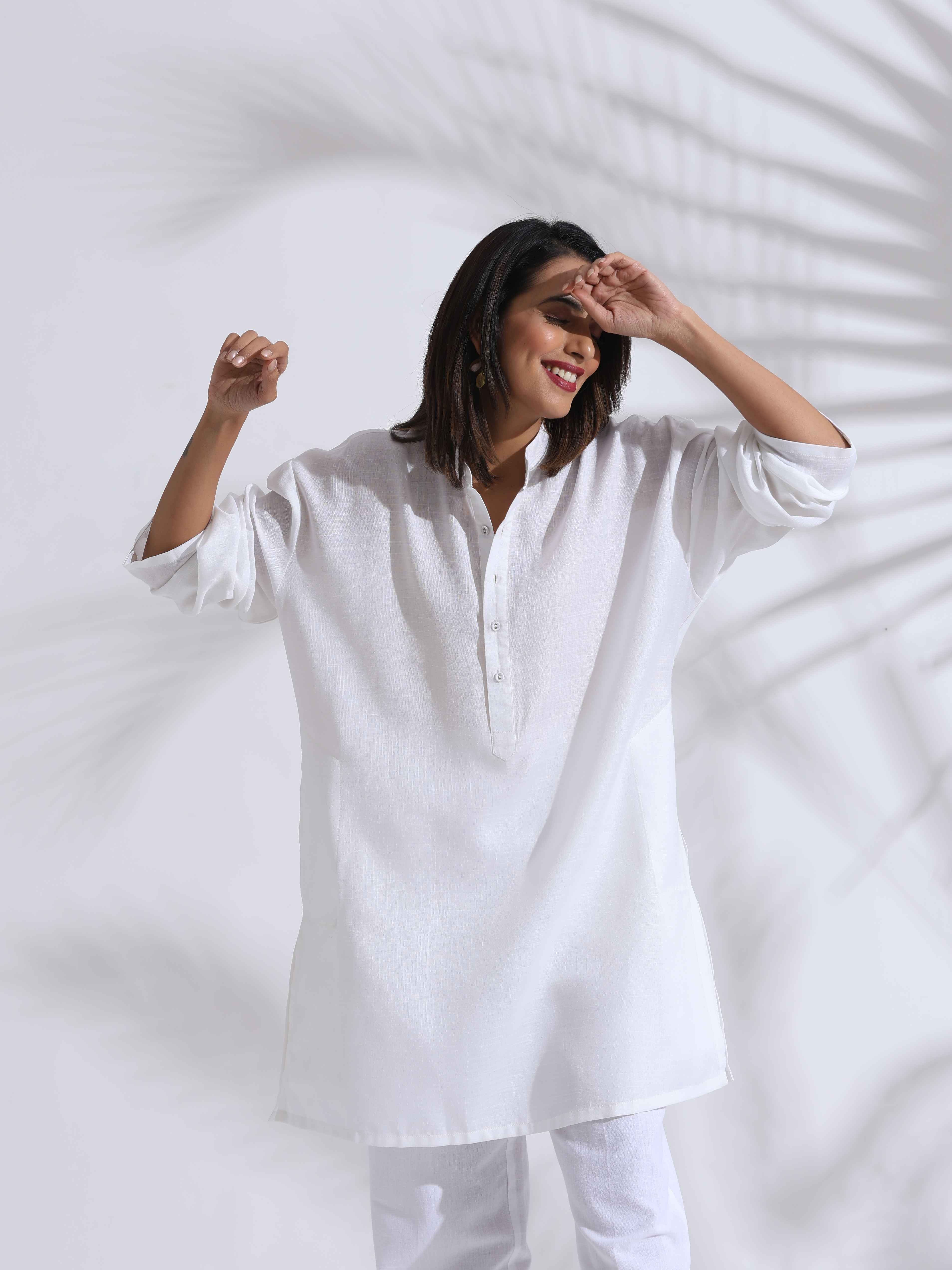 trueBrowns White Unisex Freesize Kurta
