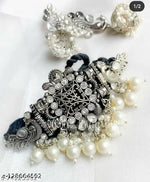 Thumbnail for Tehzeeb Creations Women's Silver Colour Peacock Design Necklace And Earrings - Distacart