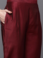 Thumbnail for Indo Era Women Magenta Ethnic Motifs Embroidered Kurta with Trousers & With Dupatta