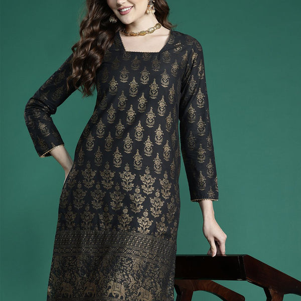 Sangria Ethnic Motifs Printed Gotta Patti Kurta - Distacart