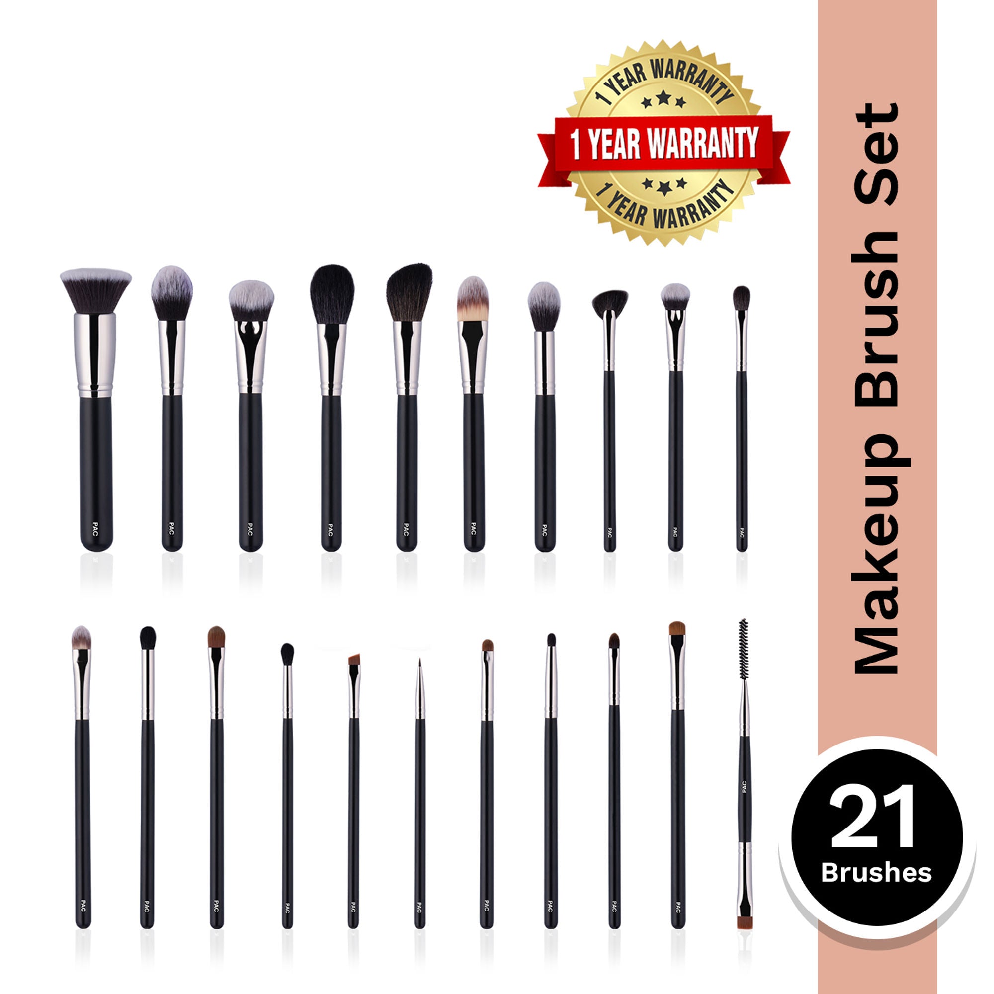 PAC Absolute Basics - Amateur & Beginner MUA Set Lightweight Ergonomic Handles Hard Case Brush Pouch