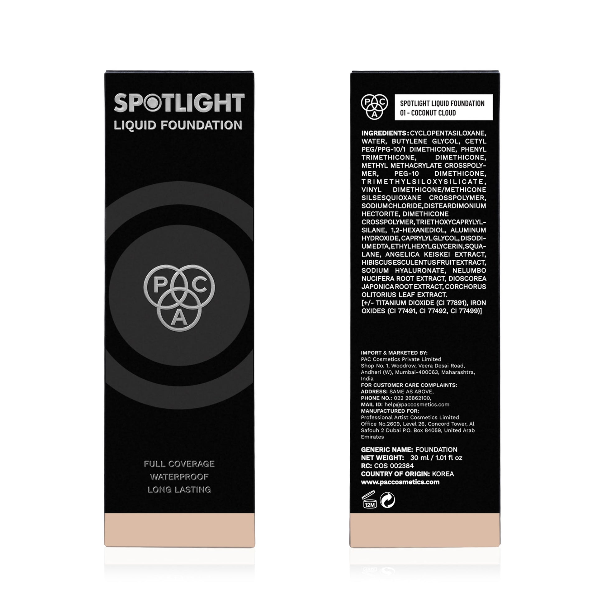 PAC Studio Spotlight Liquid Foundation - 01 Coconut Cloud - Distacart
