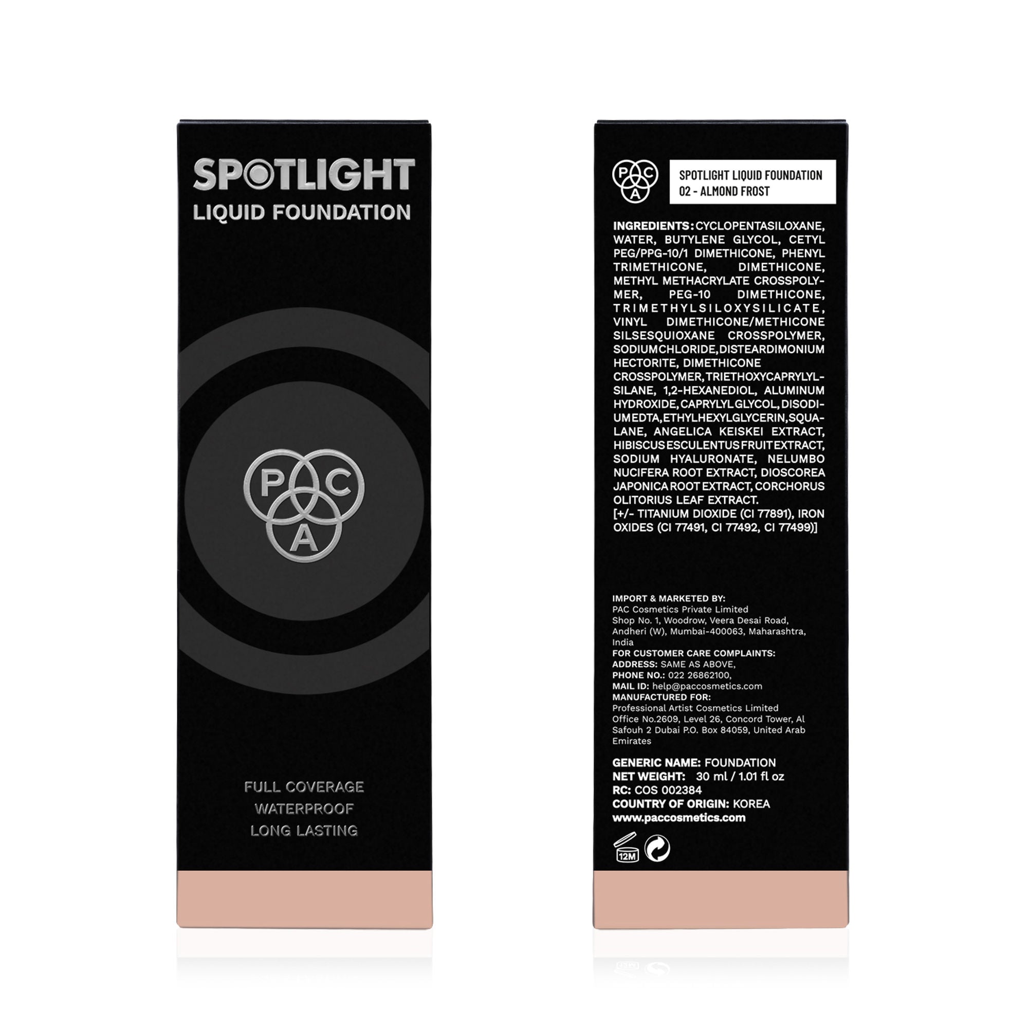 PAC Studio Spotlight Liquid Foundation - 02 Almond Frost - Distacart