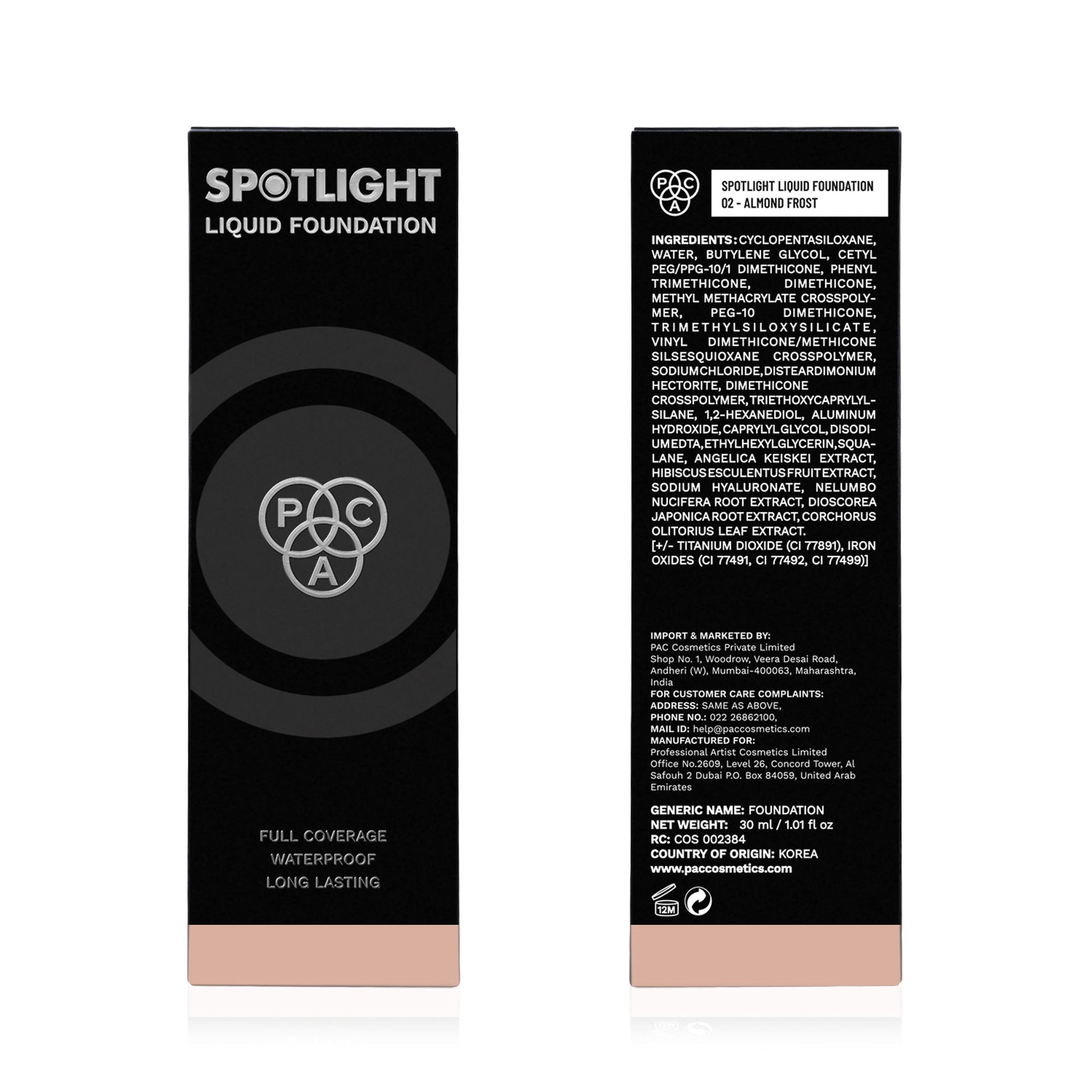 PAC Studio Spotlight Liquid Foundation - 02 Almond Frost - Distacart