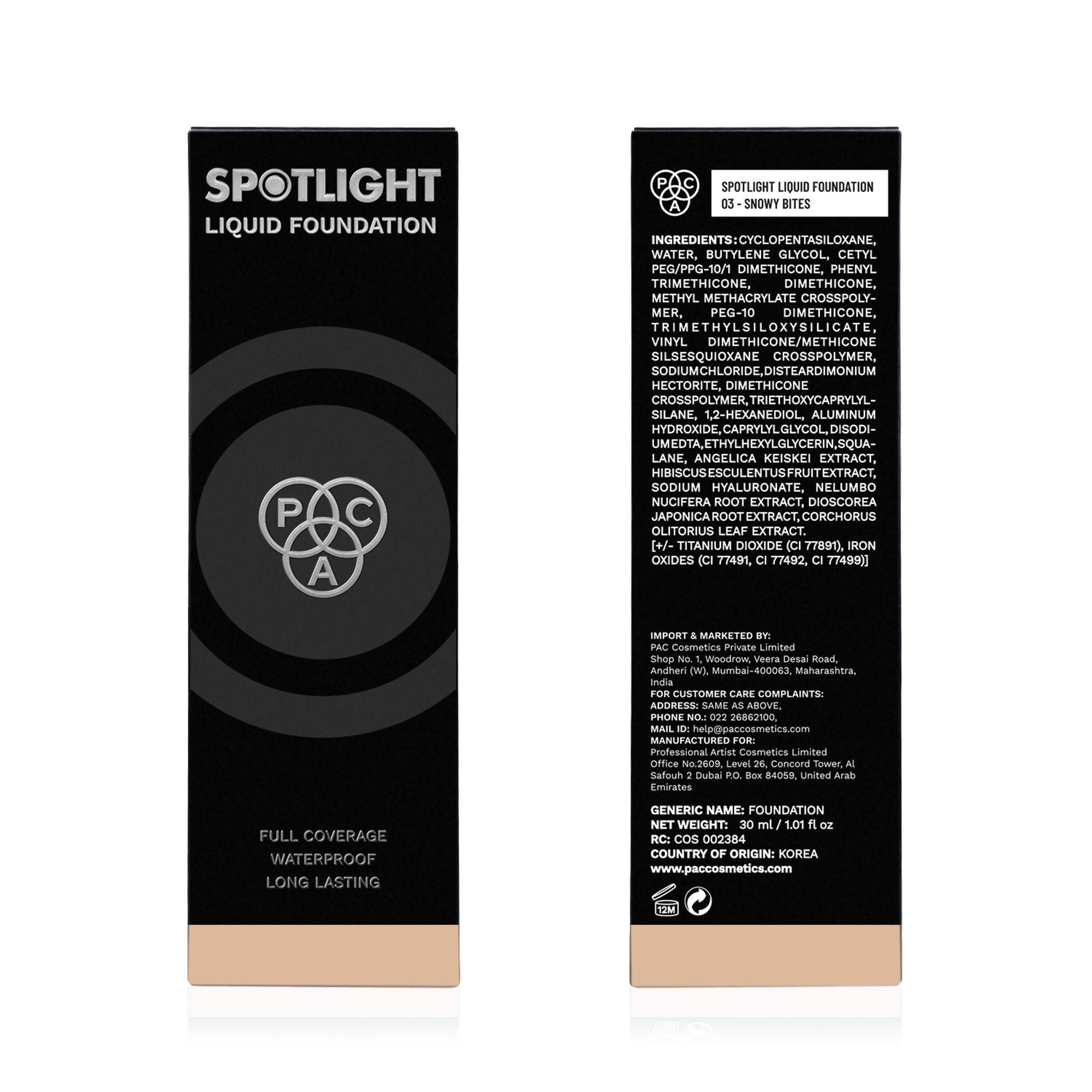 PAC Studio Spotlight Liquid Foundation - 03 Snowy Bites - Distacart