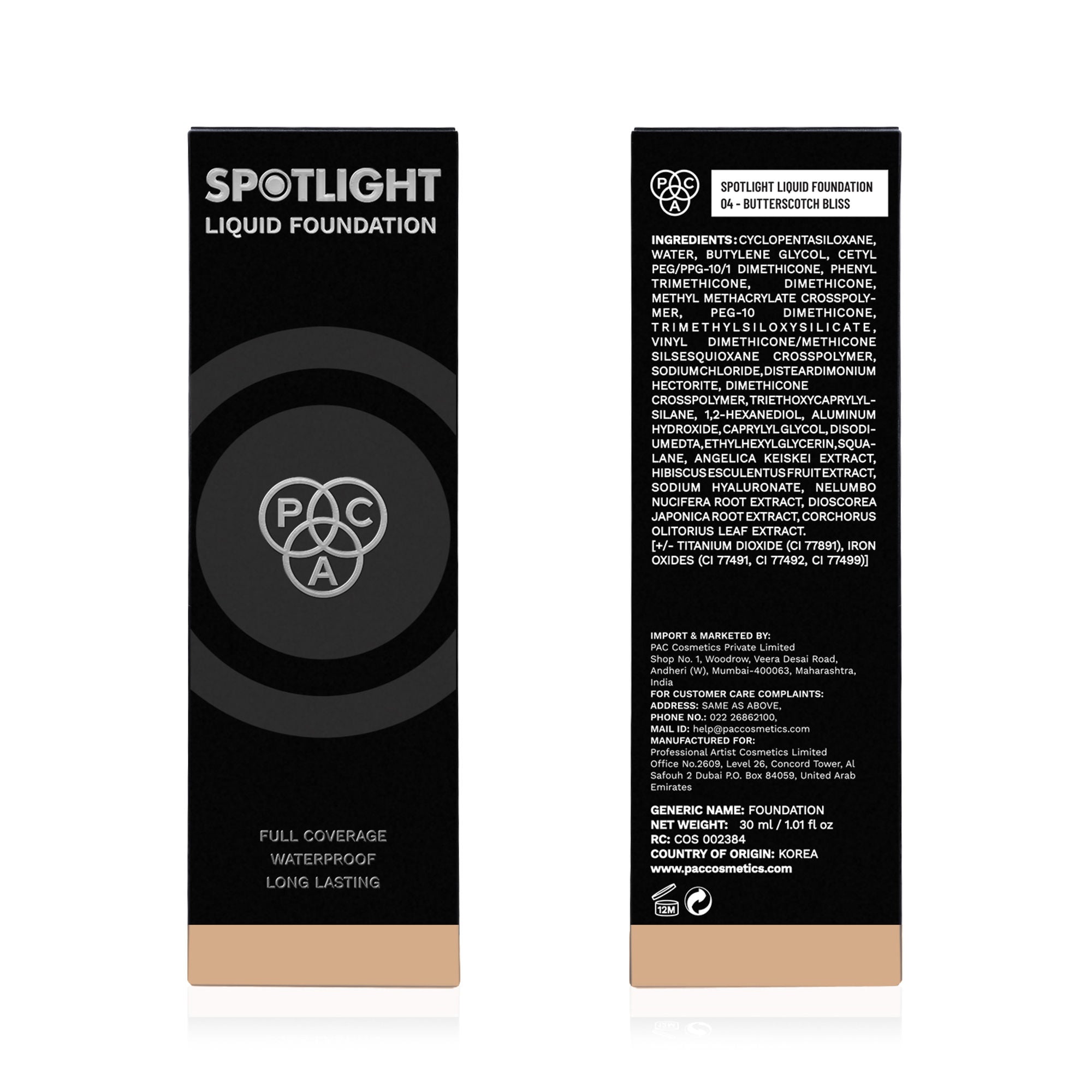 PAC Studio Spotlight Liquid Foundation - 04 Butterscotch Bliss - Distacart