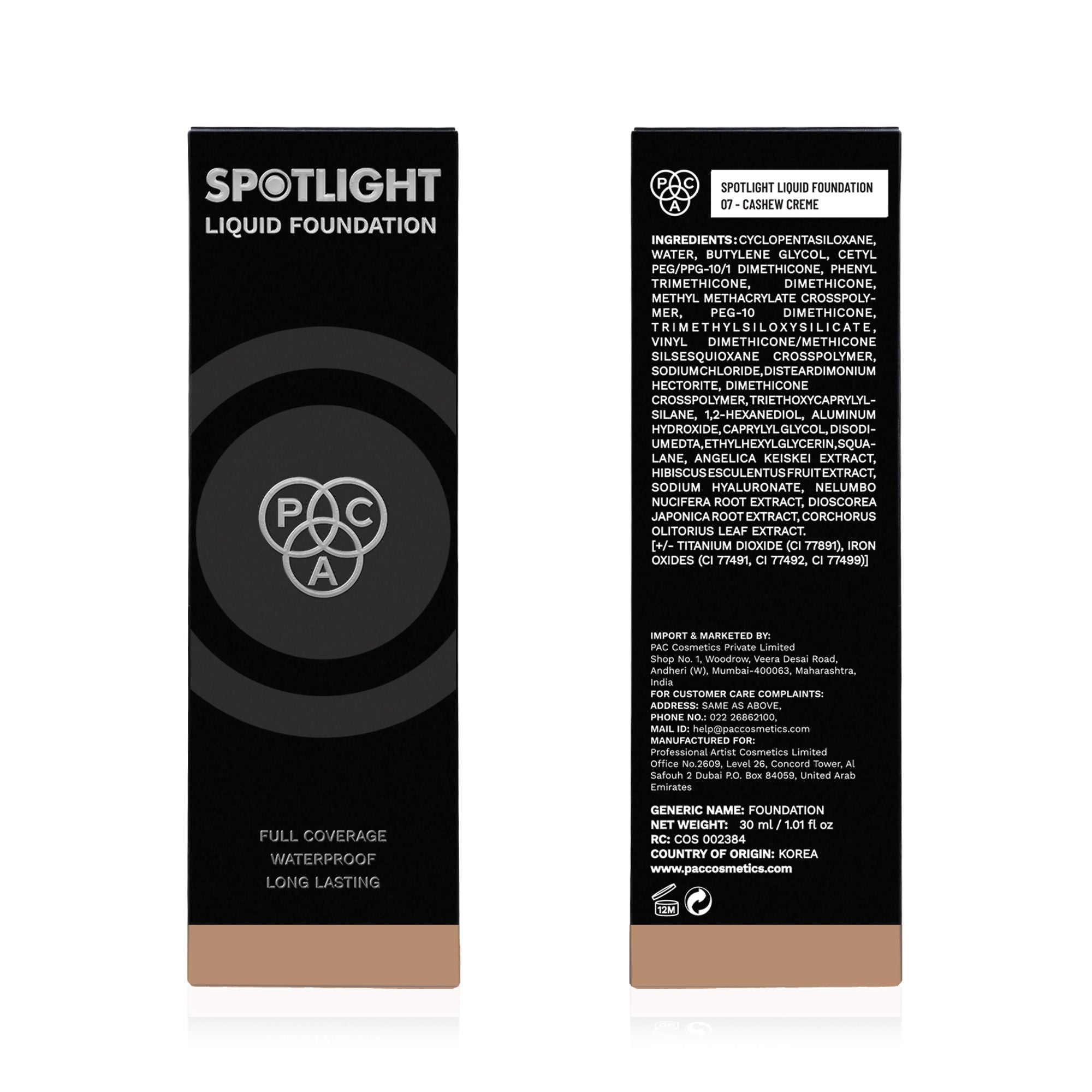 PAC Studio Spotlight Liquid Foundation - 07 Cashew Creme - Distacart