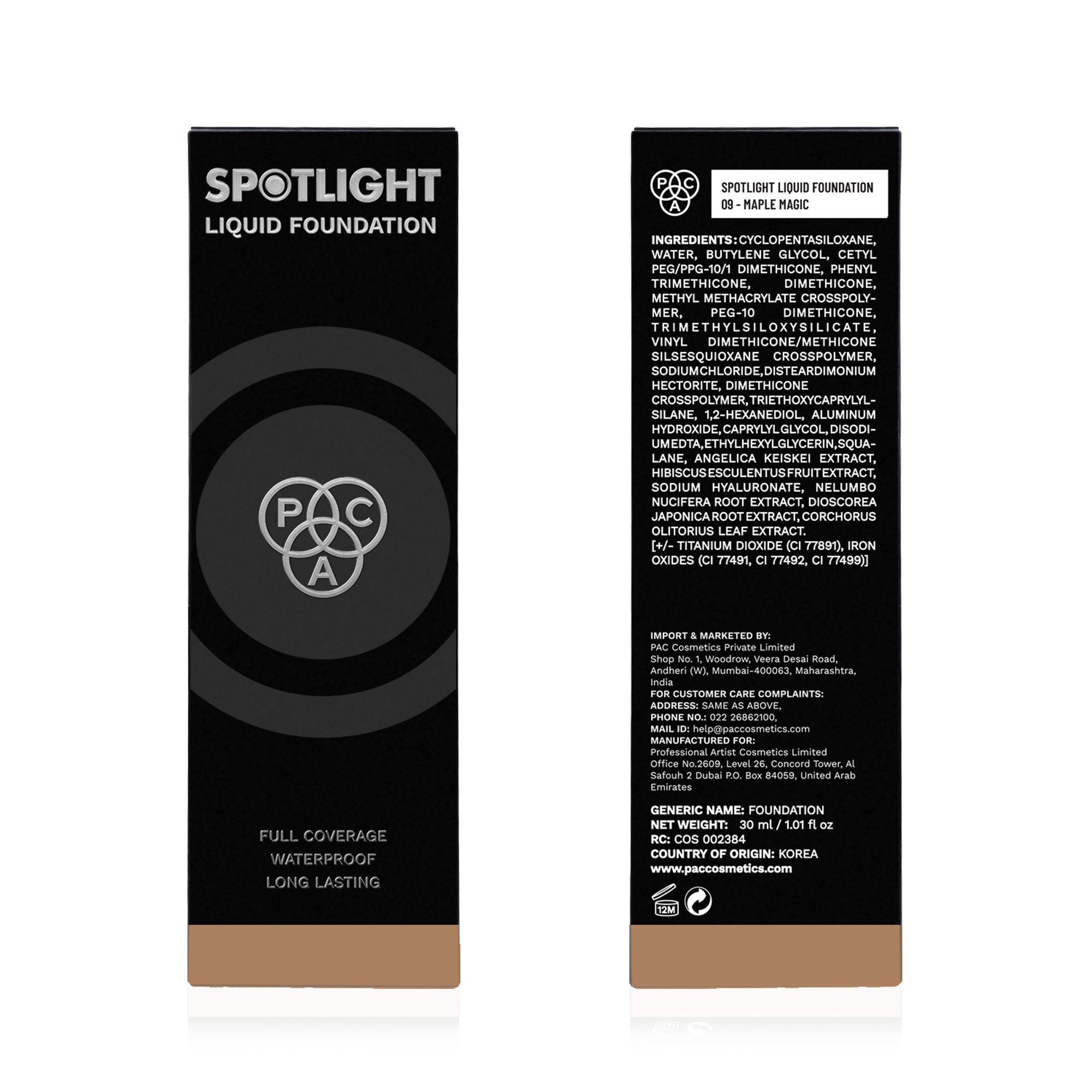 PAC Studio Spotlight Liquid Foundation - 09 Maple Magic - Distacart