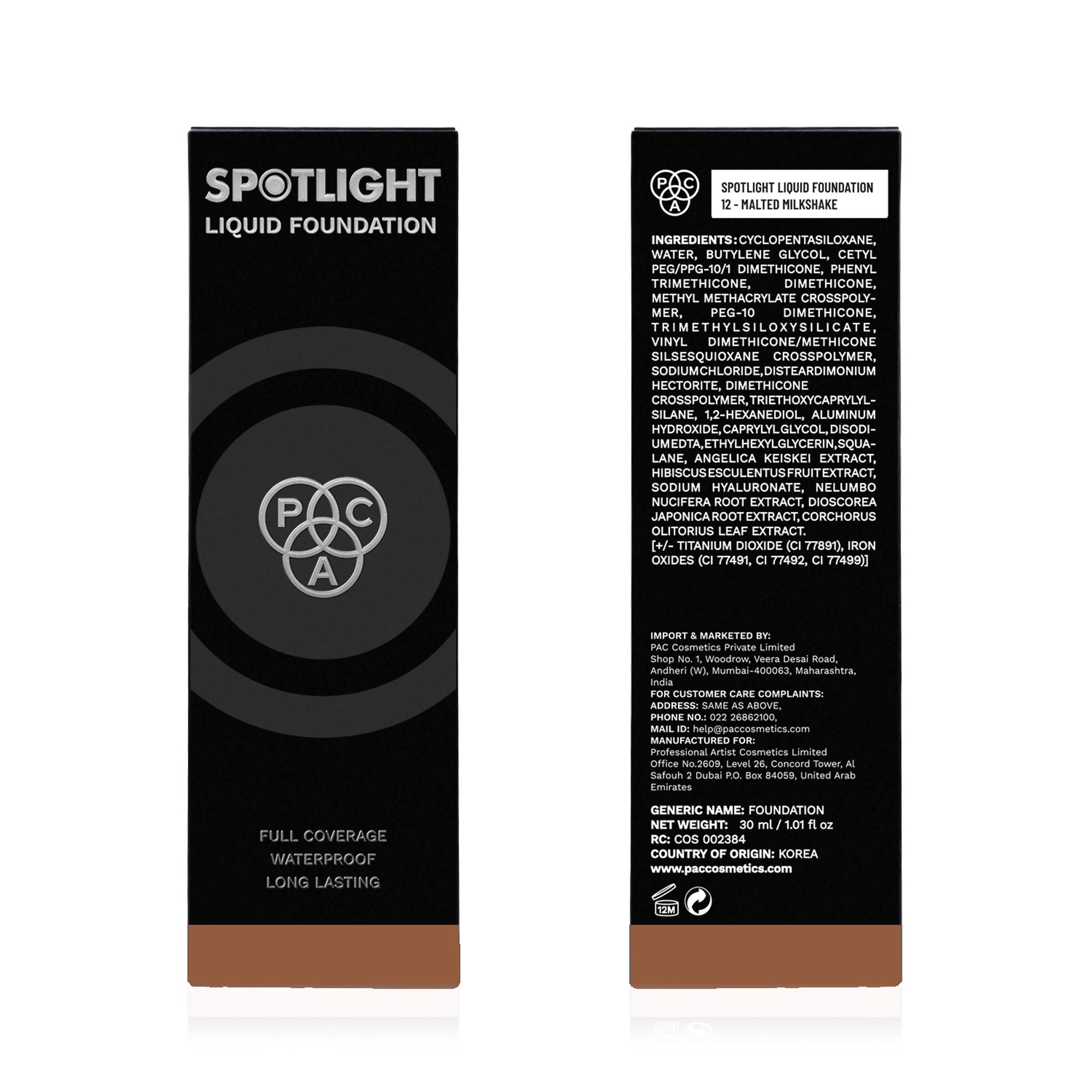 PAC Studio Spotlight Liquid Foundation - 12 Malted Milkshake - Distacart
